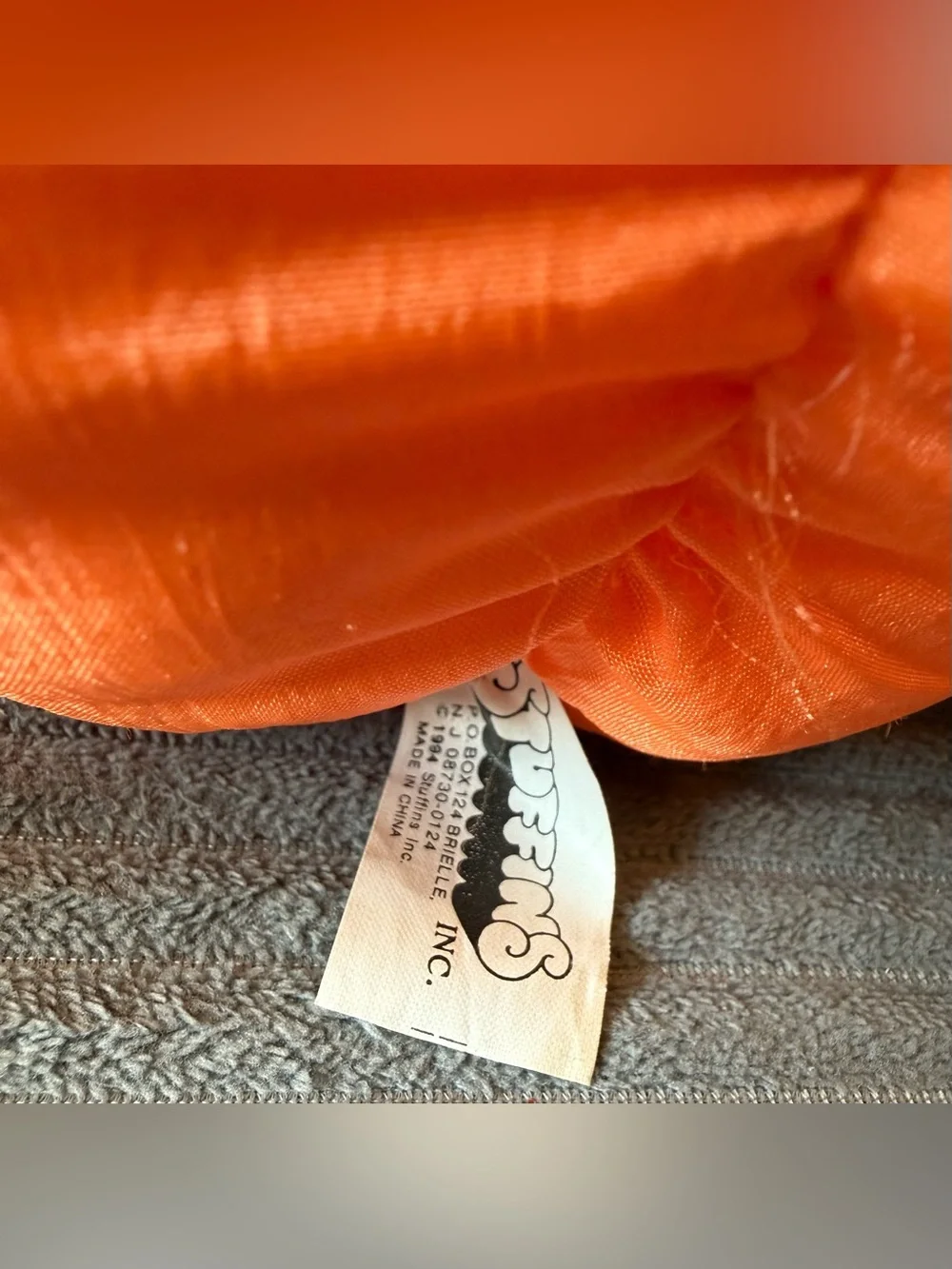 VTG Stuffins Halloween Pumpkin Nylon Sitter Spider Fall Striped Legs Plush Decor